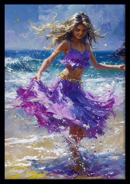 Joyful Beach Dance Canvas Art & Poster – T623 – AiPrintLab