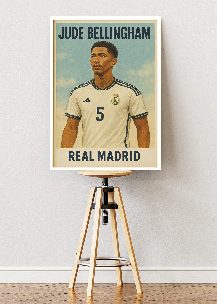 Jude Bellingham Real Madrid Football Wall Art | Modern Midfield Star Poster & Canvas