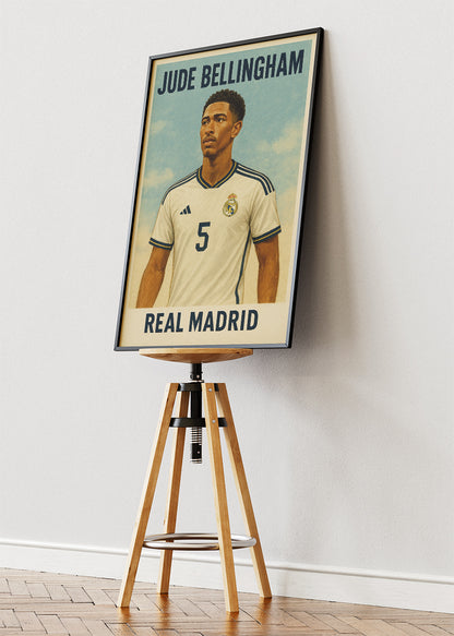 Jude Bellingham Real Madrid Football Wall Art | Modern Midfield Star Poster & Canvas
