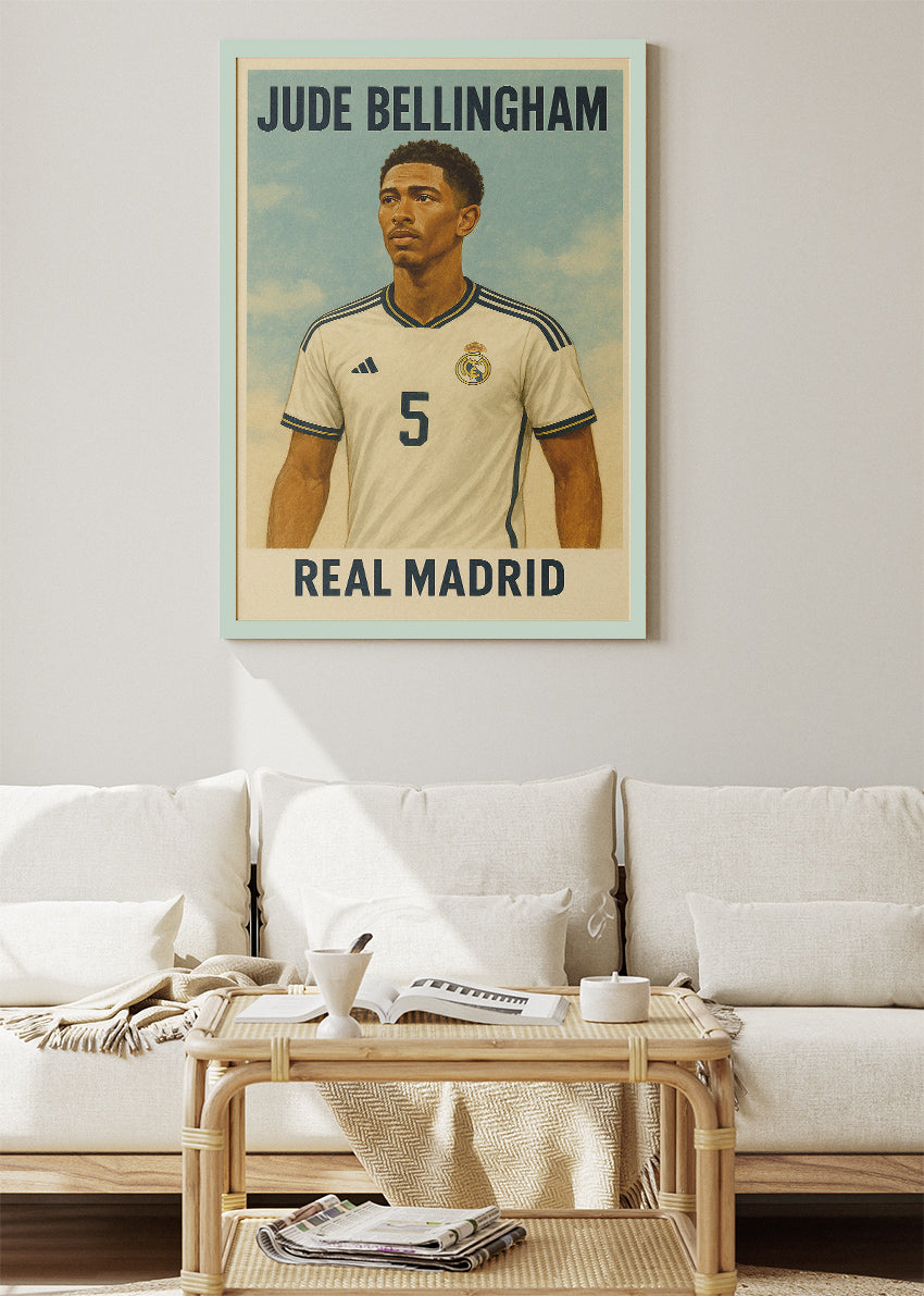 Jude Bellingham Real Madrid Football Wall Art | Modern Midfield Star Poster & Canvas