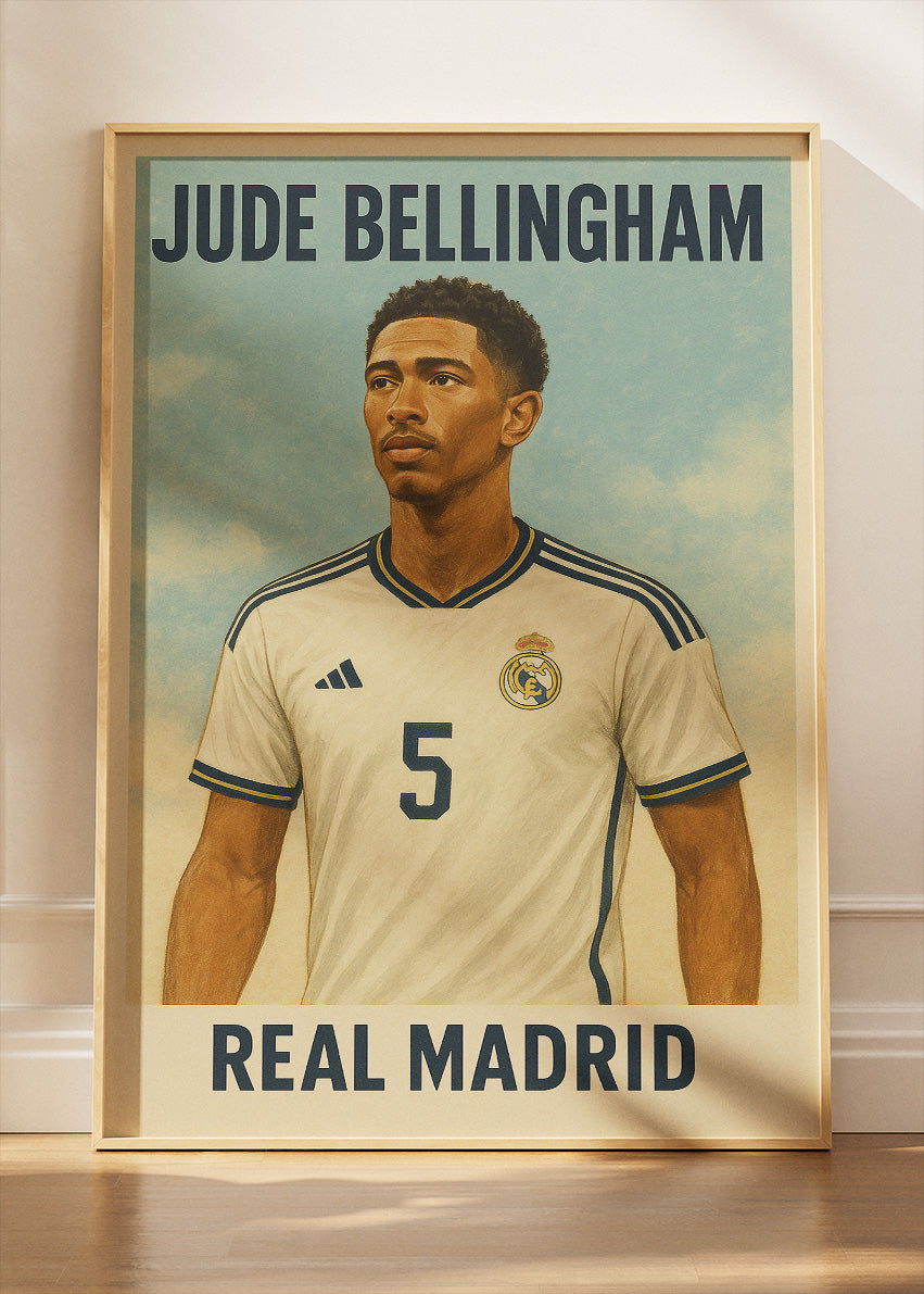 Jude Bellingham Real Madrid Football Wall Art | Modern Midfield Star Poster & Canvas