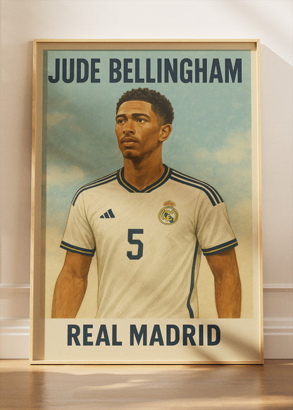 Jude Bellingham Real Madrid Football Wall Art | Modern Midfield Star Poster & Canvas