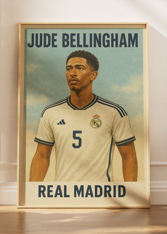 Jude Bellingham Real Madrid Football Wall Art | Modern Midfield Star Poster & Canvas