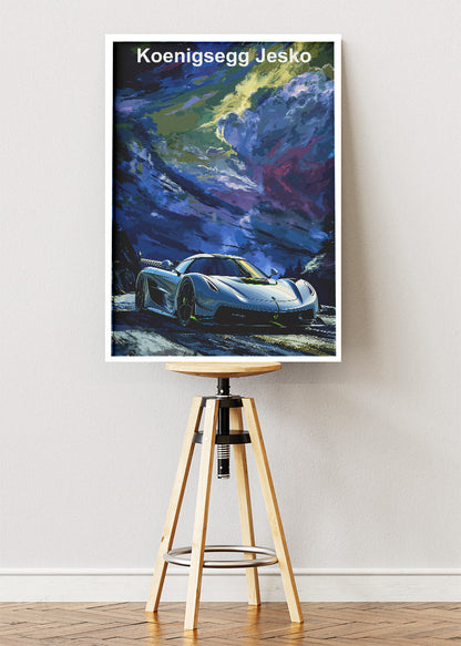 Koenigsegg Jesko Hypercar Art Poster & Canvas Print – Luxury Supercar Wall Art