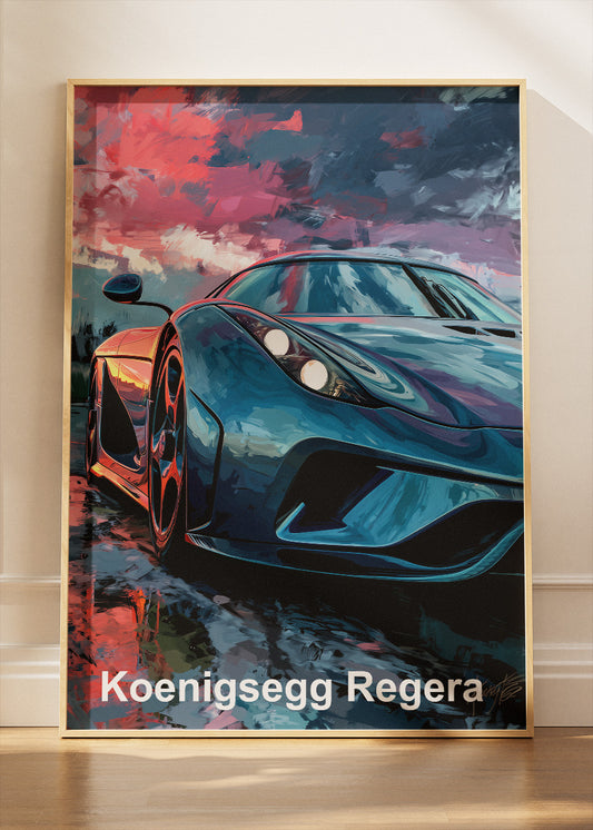 Koenigsegg Regera Hypercar Art Poster & Canvas Print – Luxury Supercar Wall Art