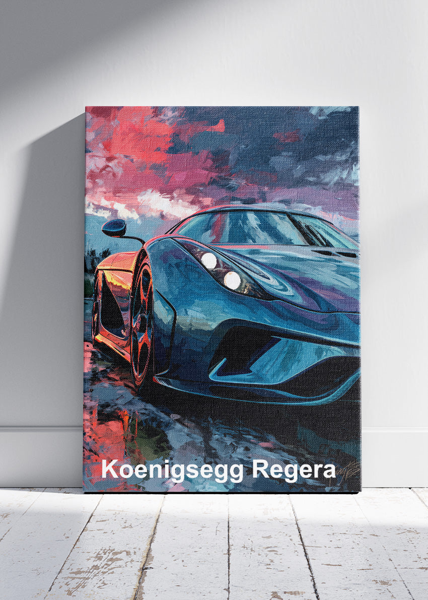 Koenigsegg Regera Hypercar Art Poster & Canvas Print – Luxury Supercar Wall Art