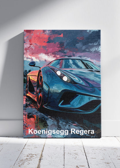 Koenigsegg Regera Hypercar Art Poster & Canvas Print – Luxury Supercar Wall Art