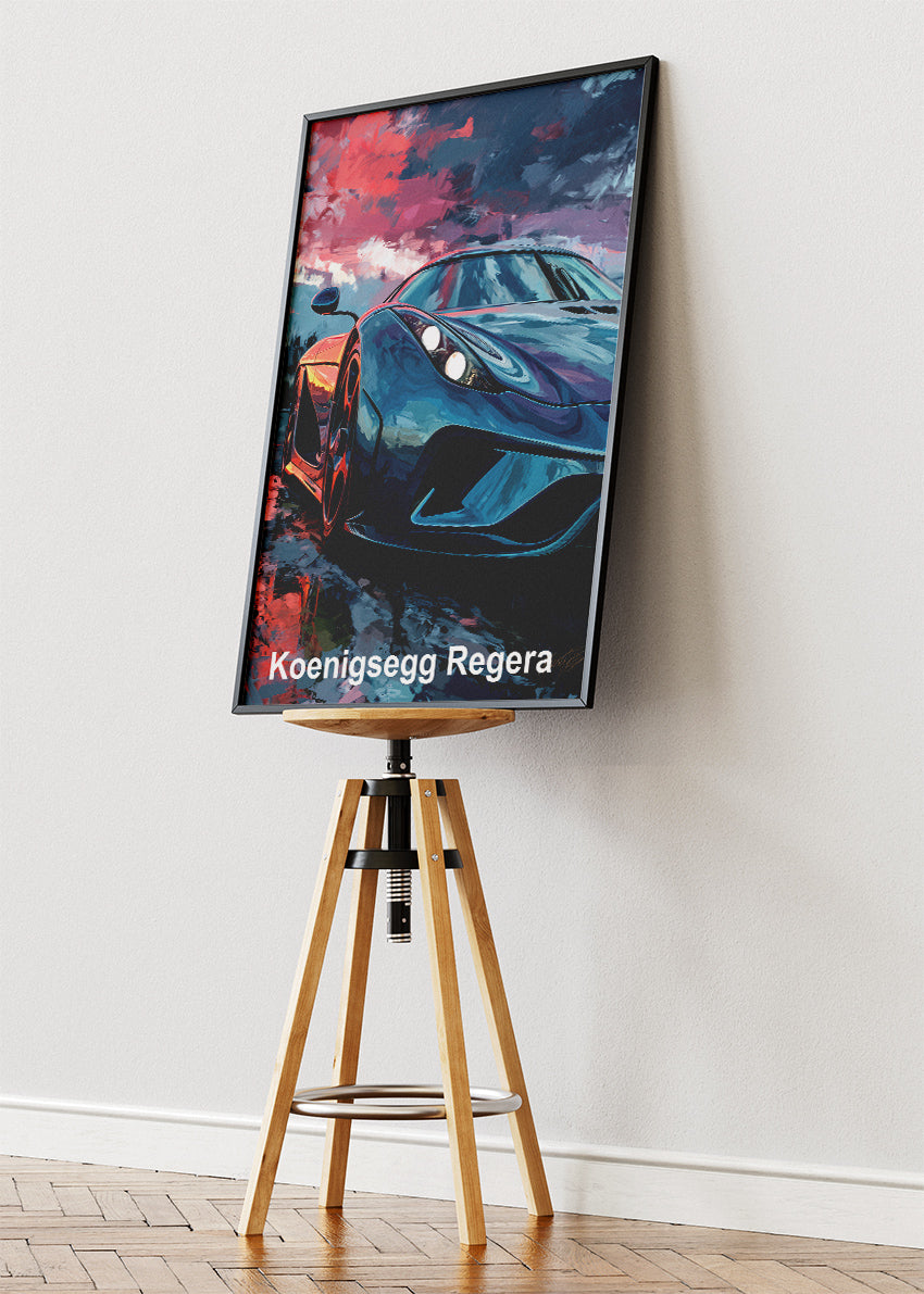 Koenigsegg Regera Hypercar Art Poster & Canvas Print – Luxury Supercar Wall Art