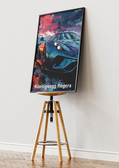 Koenigsegg Regera Hypercar Art Poster & Canvas Print – Luxury Supercar Wall Art