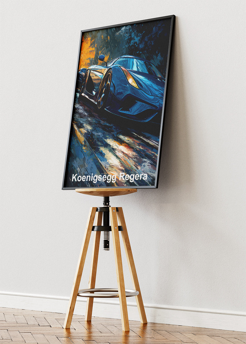Koenigsegg Regera Hypercar Art Poster & Canvas Print – Luxury Supercar Wall Art