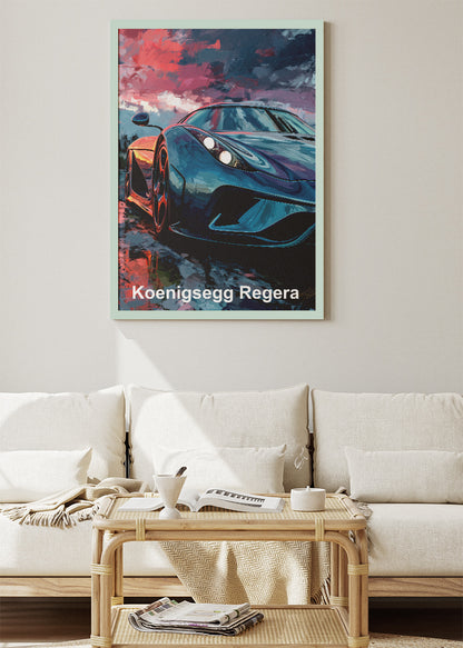 Koenigsegg Regera Hypercar Art Poster & Canvas Print – Luxury Supercar Wall Art
