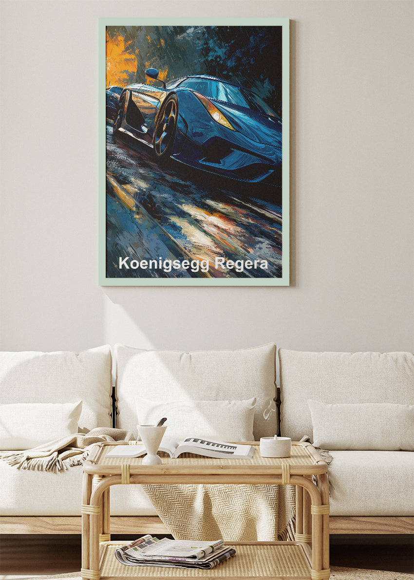 Koenigsegg Regera Hypercar Art Poster & Canvas Print – Luxury Supercar Wall Art