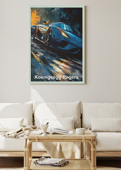 Koenigsegg Regera Hypercar Art Poster & Canvas Print – Luxury Supercar Wall Art