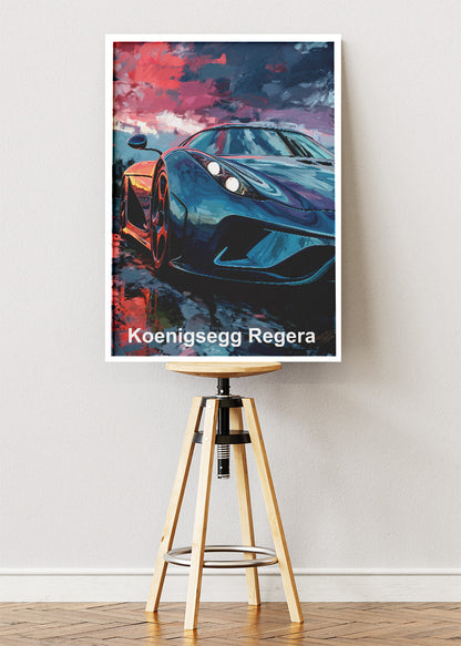 Koenigsegg Regera Hypercar Art Poster & Canvas Print – Luxury Supercar Wall Art