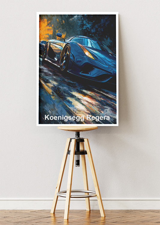 Koenigsegg Regera Hypercar Art Poster & Canvas Print – Luxury Supercar Wall Art