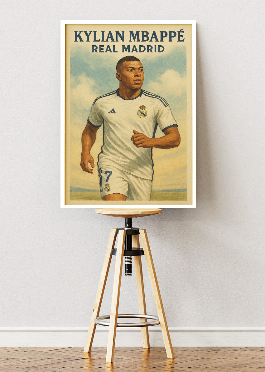 Kylian Mbappé Real Madrid Football Wall Art | Elite Forward Poster & Canvas