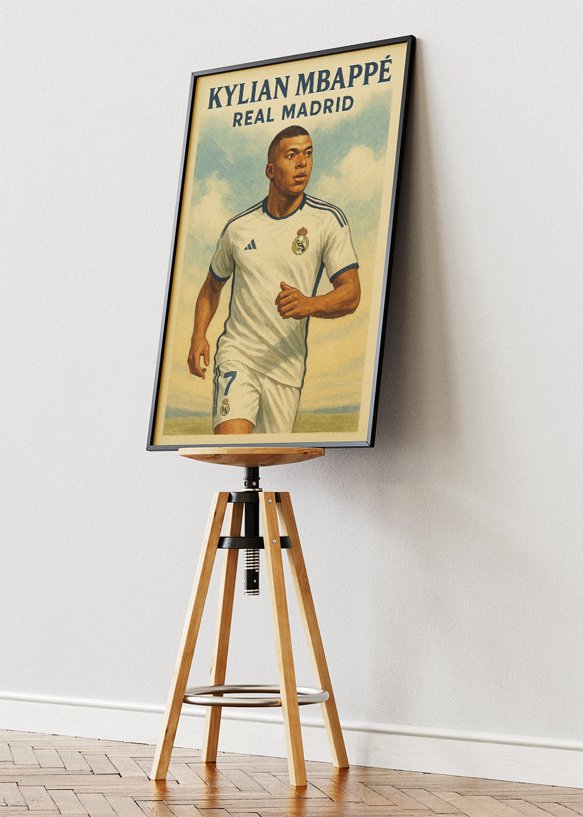 Kylian Mbappé Real Madrid Football Wall Art | Elite Forward Poster & Canvas