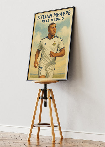 Kylian Mbappé Real Madrid Football Wall Art | Elite Forward Poster & Canvas