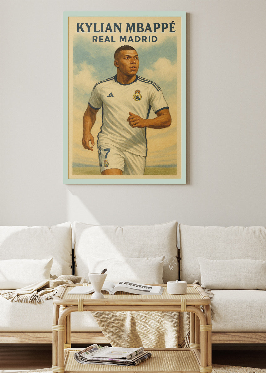 Kylian Mbappé Real Madrid Football Wall Art | Elite Forward Poster & Canvas