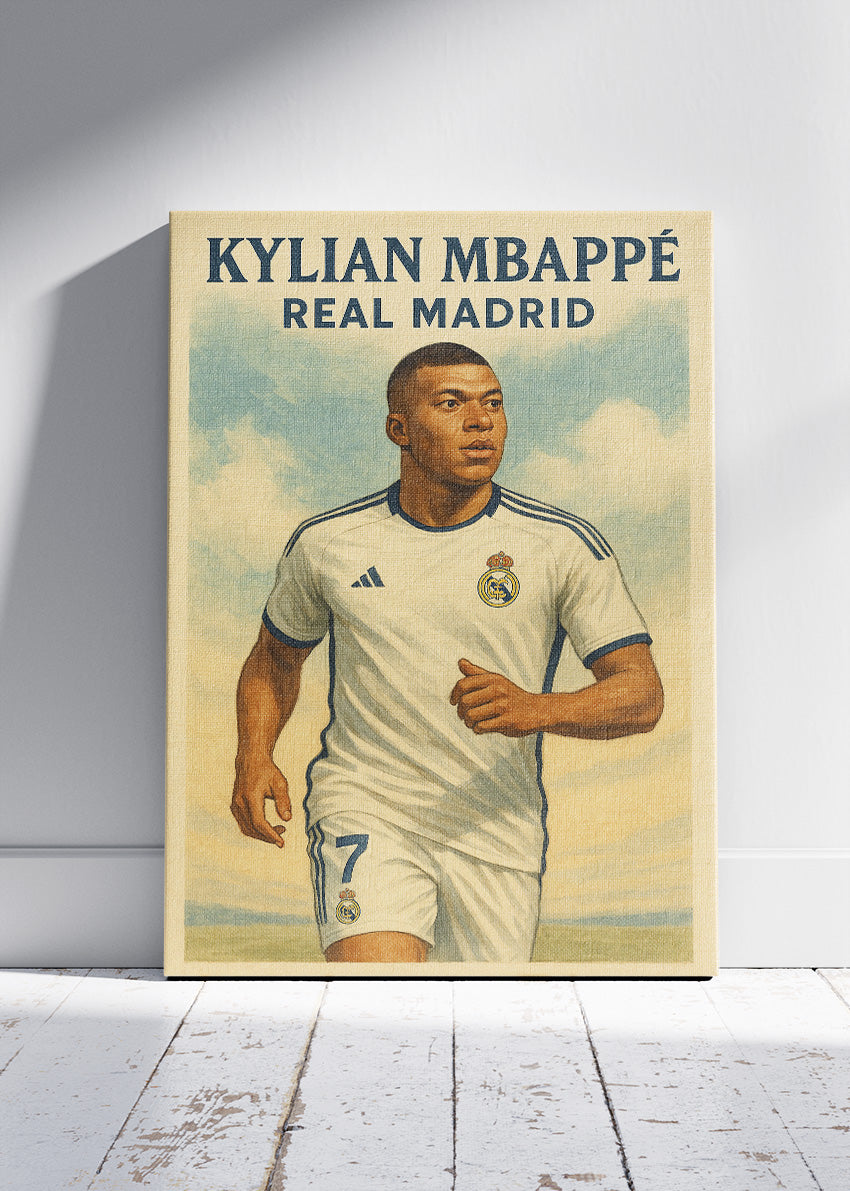 Kylian Mbappé Real Madrid Football Wall Art | Elite Forward Poster & Canvas