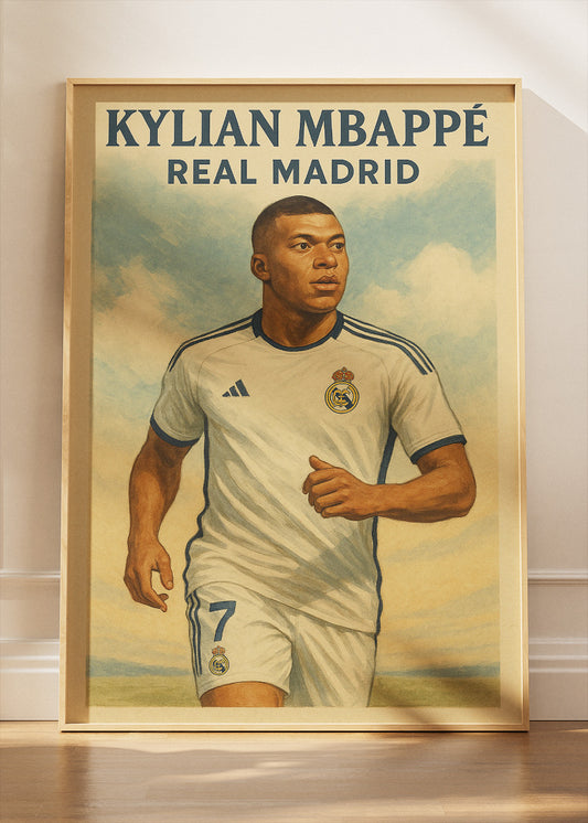 Kylian Mbappé Real Madrid Football Wall Art | Elite Forward Poster & Canvas