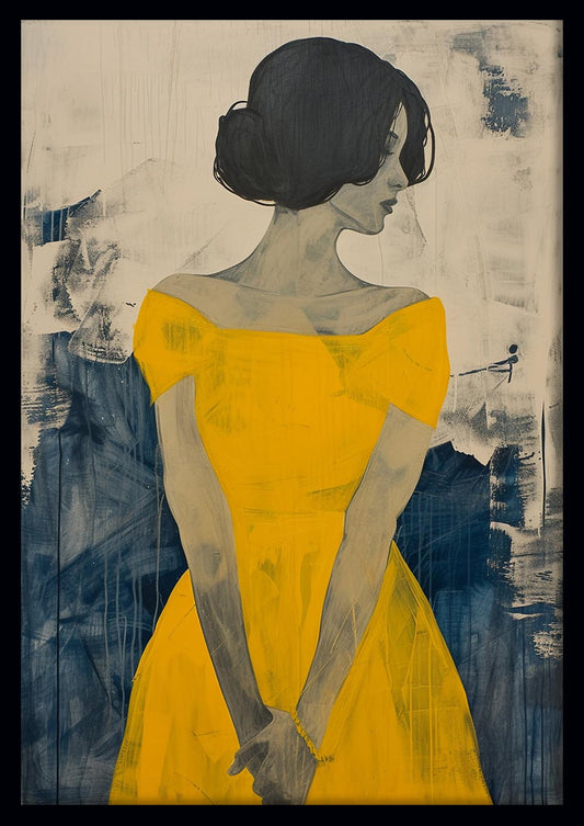 Lady in Yellow – Minimalist Fashion Portrait Canvas & Poster Wall Art – T1029 – AiPrintLab