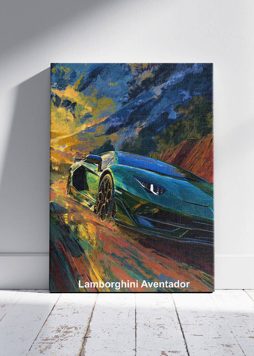 Lamborghini Aventador Dynamic Drive Art Poster & Canvas Print – Luxury Exotic Car Wall Art