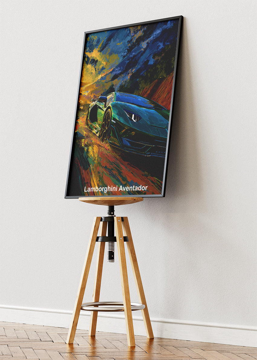 Lamborghini Aventador Dynamic Drive Art Poster & Canvas Print – Luxury Exotic Car Wall Art