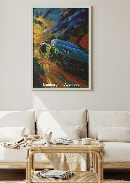 Lamborghini Aventador Dynamic Drive Art Poster & Canvas Print – Luxury Exotic Car Wall Art