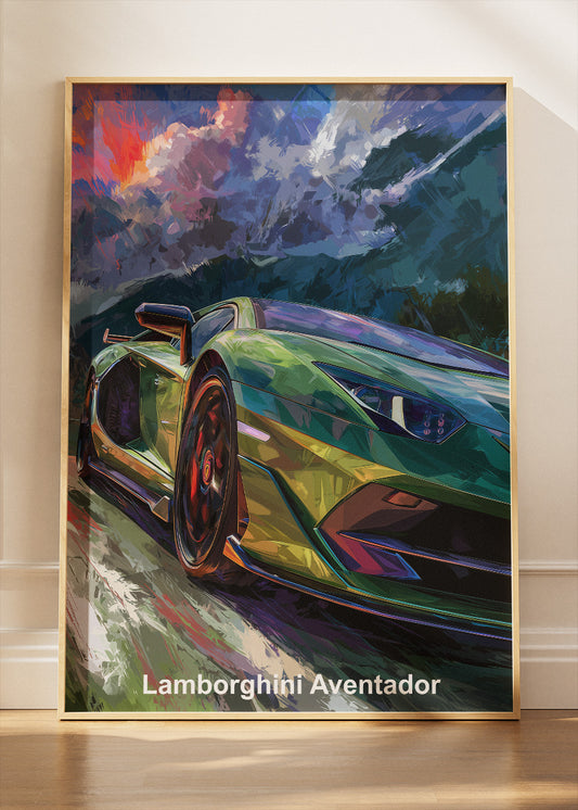 Lamborghini Aventador Supercar Art Poster & Canvas Print – Luxury Exotic Car Wall Art