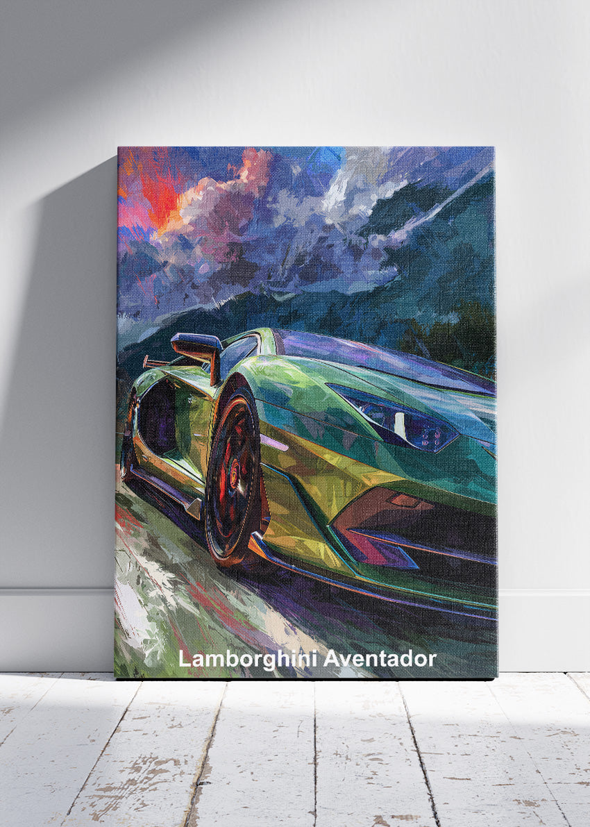 Lamborghini Aventador Supercar Art Poster & Canvas Print – Luxury Exotic Car Wall Art