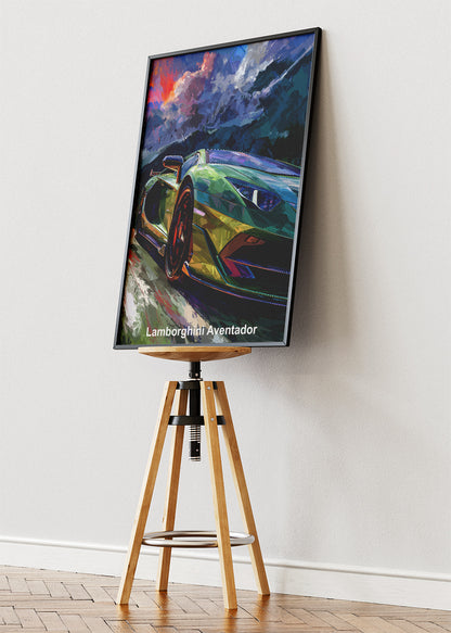 Lamborghini Aventador Supercar Art Poster & Canvas Print – Luxury Exotic Car Wall Art