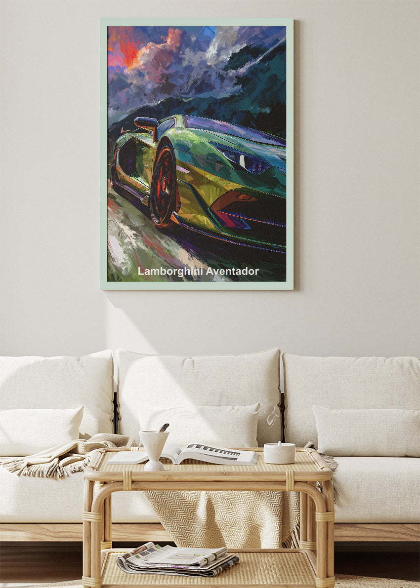 Lamborghini Aventador Supercar Art Poster & Canvas Print – Luxury Exotic Car Wall Art