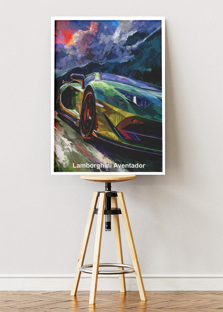 Lamborghini Aventador Supercar Art Poster & Canvas Print – Luxury Exotic Car Wall Art