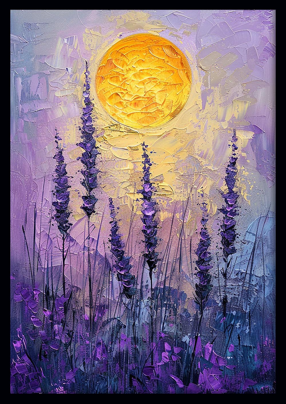Lavender Sunset Glow – Purple Floral Field Canvas & Poster Wall Art – T1238 – AiPrintLab