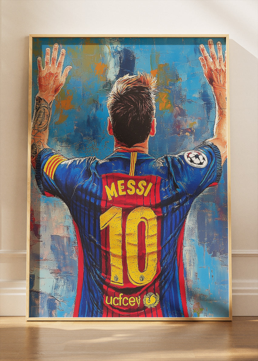 Lionel Messi Barcelona Back View Wall Art | Iconic Football Legend Poster & Canvas