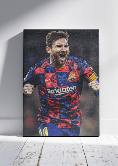 Lionel Messi Barcelona Celebration Wall Art | Iconic Football Legend Poster & Canvas