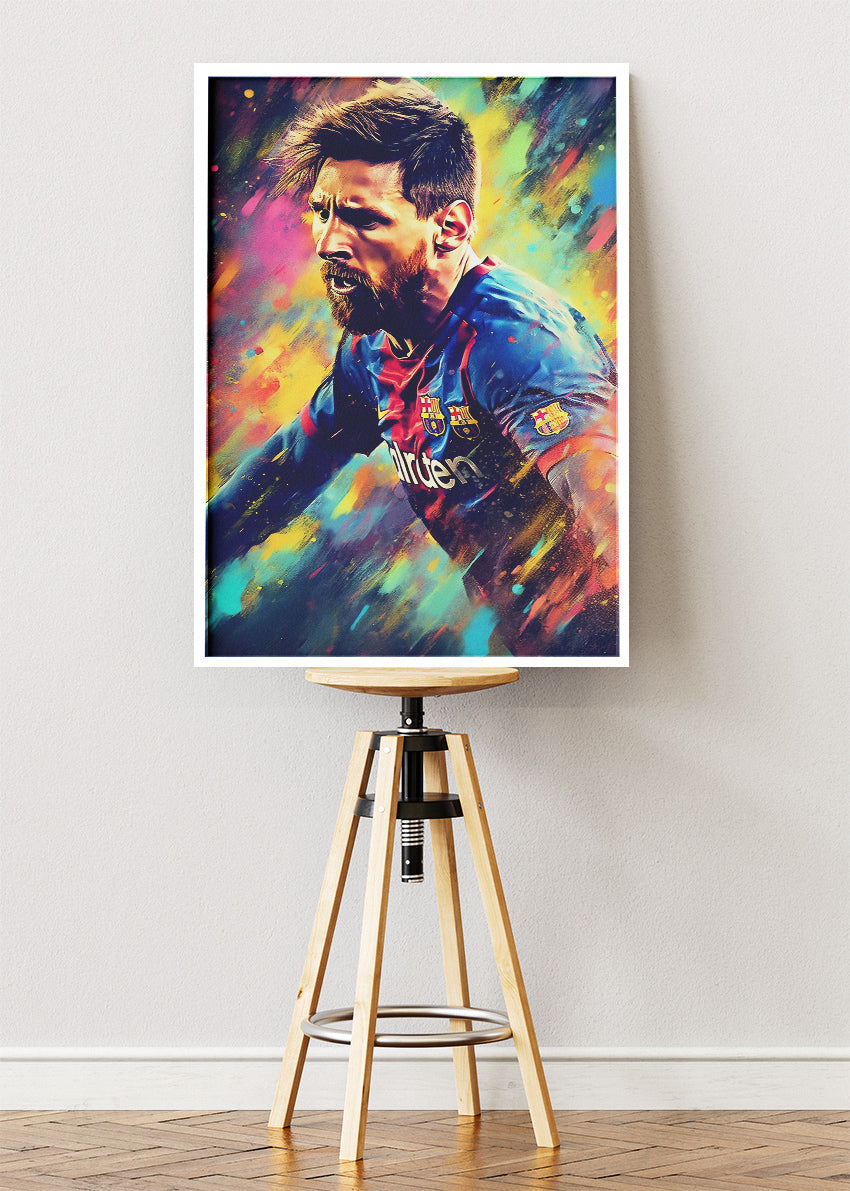 Lionel Messi Barcelona Wall Art | Expressive Football Portrait Poster & Canvas