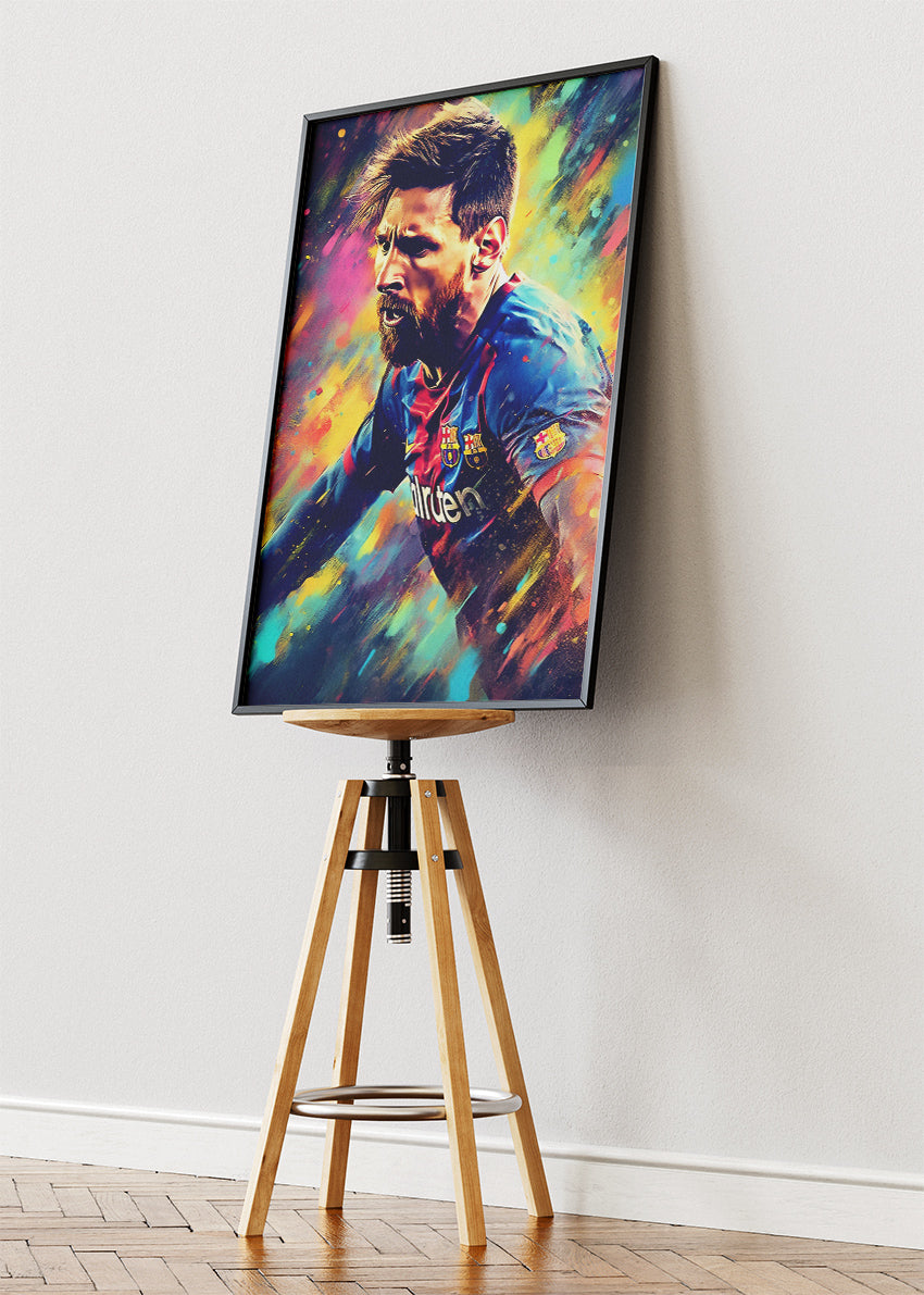 Lionel Messi Barcelona Wall Art | Expressive Football Portrait Poster & Canvas