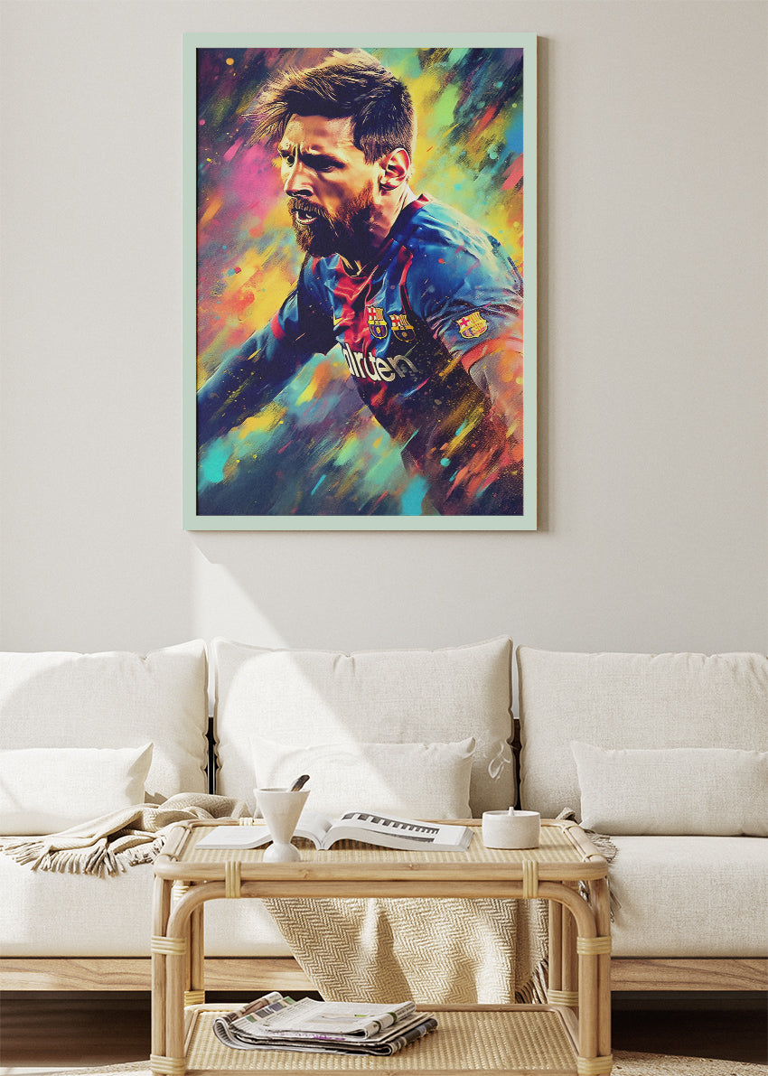Lionel Messi Barcelona Wall Art | Expressive Football Portrait Poster & Canvas
