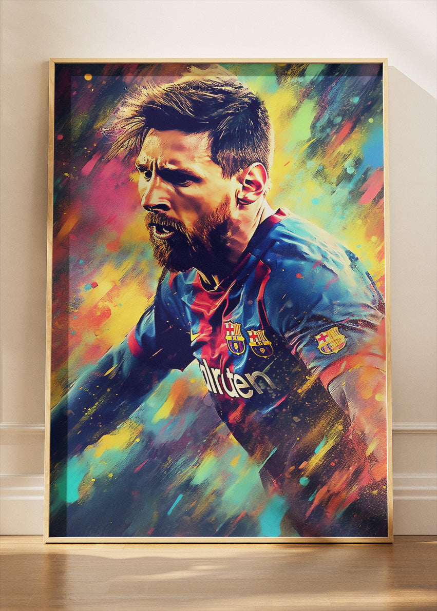 Lionel Messi Barcelona Wall Art | Expressive Football Portrait Poster & Canvas