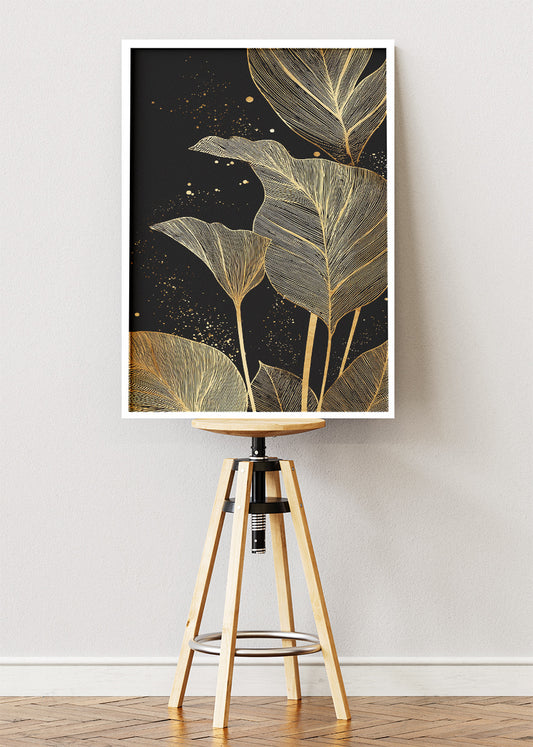 Luxury Gold Botanical Leaf Canvas & Poster Print – AI PRINT LAB