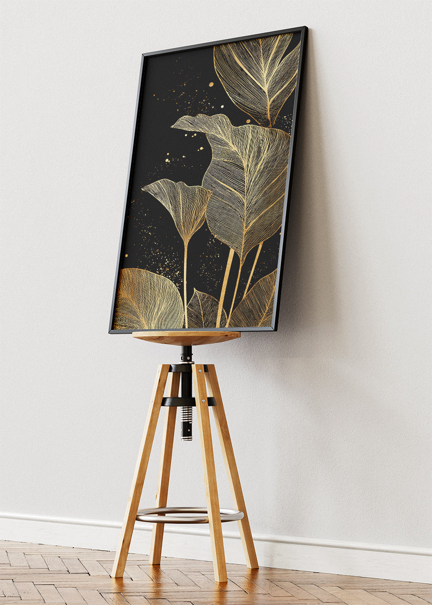 Luxury Gold Botanical Leaf Canvas & Poster Print – AI PRINT LAB