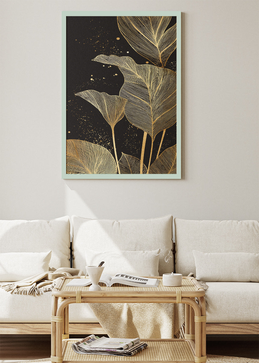 Luxury Gold Botanical Leaf Canvas & Poster Print – AI PRINT LAB