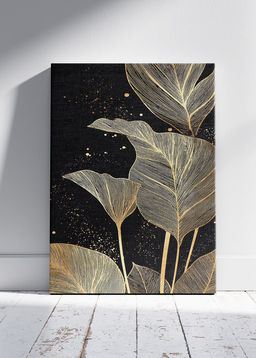 Luxury Gold Botanical Leaf Canvas & Poster Print – AI PRINT LAB
