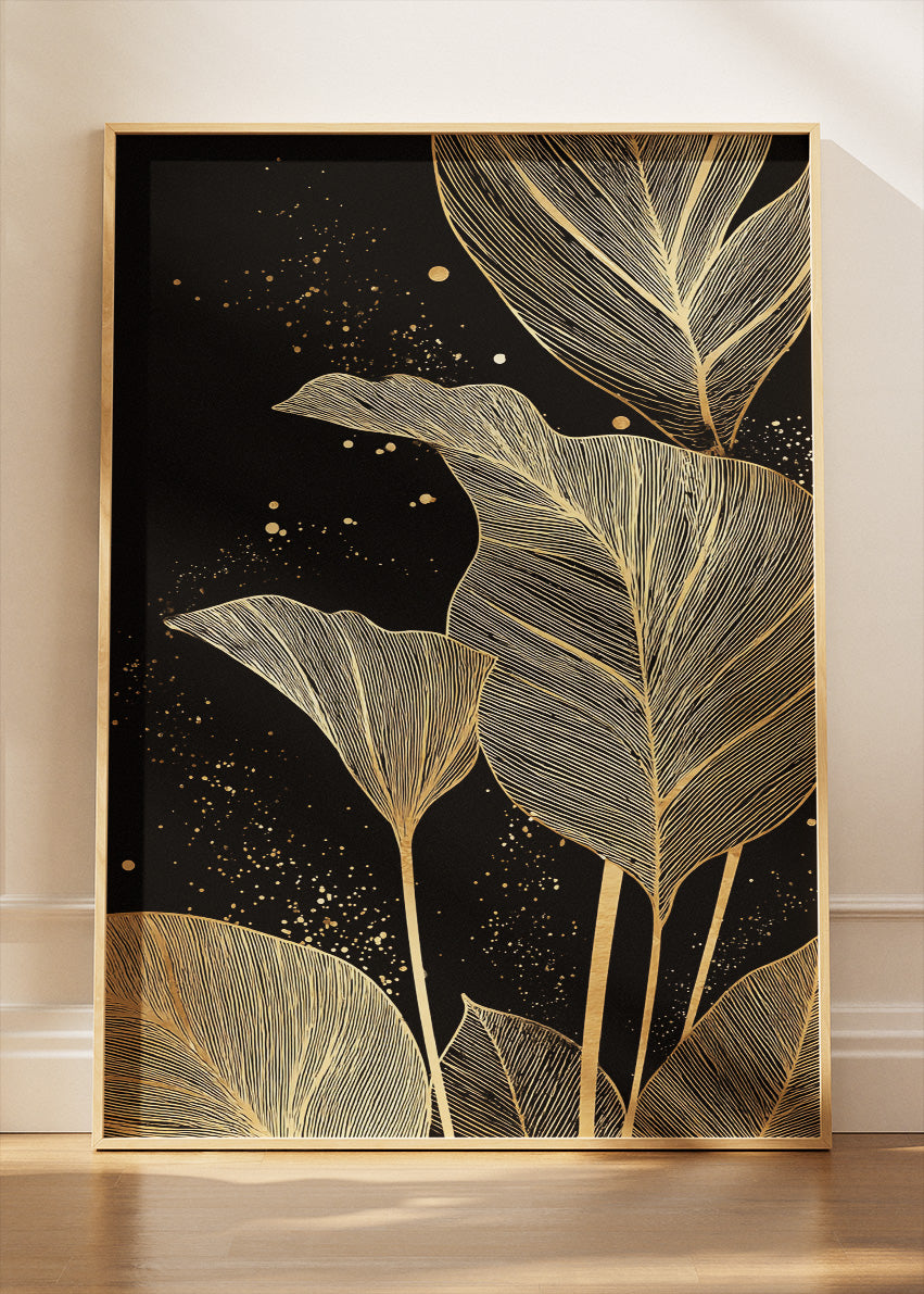 Luxury Gold Botanical Leaf Canvas & Poster Print – AI PRINT LAB
