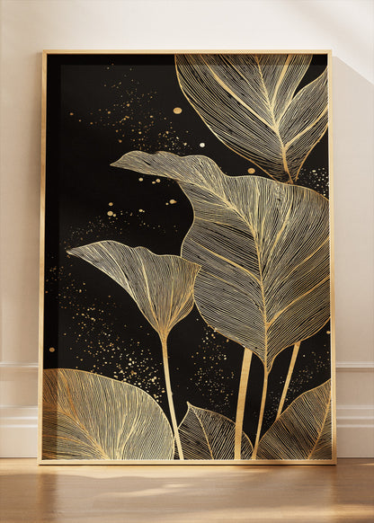 Luxury Gold Botanical Leaf Canvas & Poster Print – AI PRINT LAB