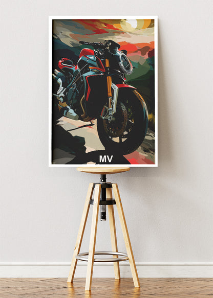 MV Superbike Sunset Poster Canvas & Print – AI PRINT LAB