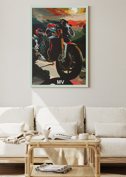 MV Superbike Sunset Poster Canvas & Print – AI PRINT LAB