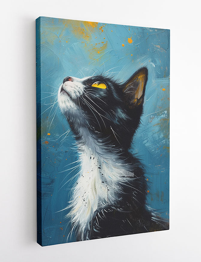 Majestic Black Cat Portrait – Vibrant Tuxedo Cat Canvas & Poster Wall Art – T1089 – AiPrintLab
